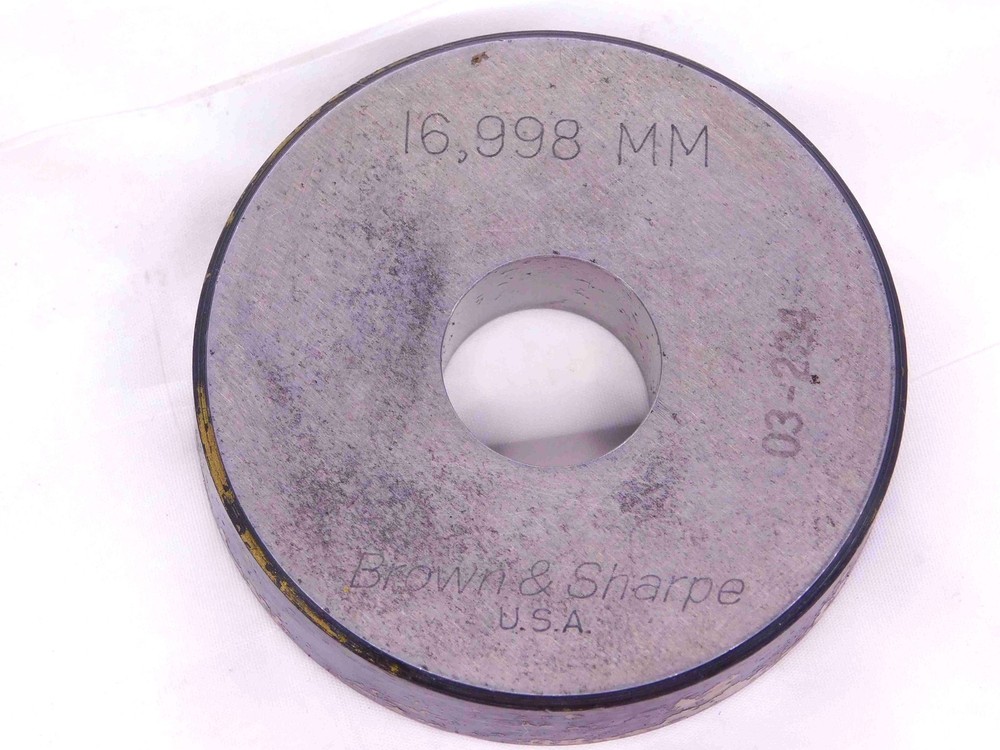 16.998 MASTER PLAIN BORE RING GAGE 17.000 -.002 UNDERSIZE 17 mm .6692 CHECK