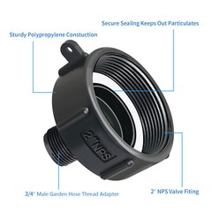 1 PC Tote Tank Adapter 275 330 G IBC Garden Hose Drain Plug Connector 2”NPS US