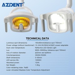 Dental Reflective LED Lamp Oral Light Ra90 For Unit Chair Color Adjustable