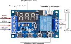 Cycle Timing One-Way Relay Module Delay Power Off Trigger Micro USB Timer