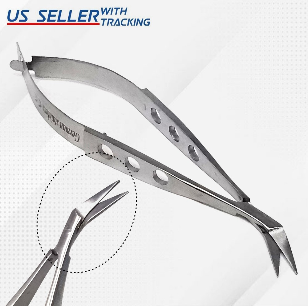 Castroviejo Angled Scissors Sharp/Sharp Squeeze Spring Action Micro Instruments