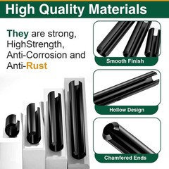 460pc Roll Pin Assortment – Metric Slotted Spring Pins M1.5-M6 Assort Kit Steel