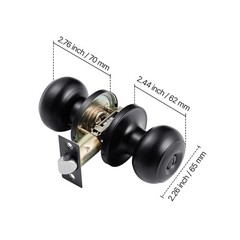 Uimoso Matte Black Interior Door Knobs for Bedroom and Bathroom, 6-Pack, Keyless