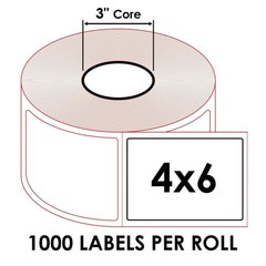4×6 (4″x6″) Shipping White Direct Thermal Labels – 3″ Core – (8) Rolls of 1000