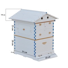 7PCS Automatic Honey Beehive Frames + White Painted Beehive House wooden Box New