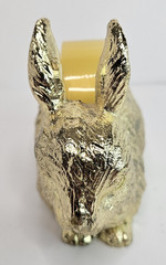 Heavyweight Bunny Tape Dispenser Gold Tone Cast Metal