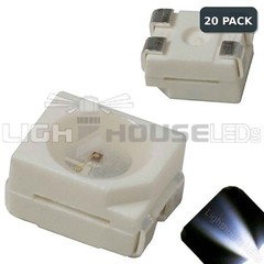 20 x LED PLCC4 1210 3528 Cool Clear White SMD LEDs Super Ultra Bright RC PLCC-4
