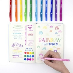 Tombow 61526 Twintone Marker Set Rainbow 12-Pack. Double-Sided Markers Perfect