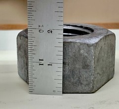 (1) 2”-4 1/2 Hex Nuts Grade 2 Hot Dip Galvanized fits all 2″-4.5 bolts Large