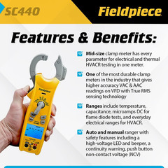 SC440 True RMS Clamp Meter with Temp, Inrush, Capacitance & Backlight