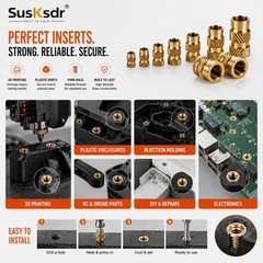 Brass Heat Set Threaded Inserts Kit Metric Assortment Knurled Nuts 3D Printing 5