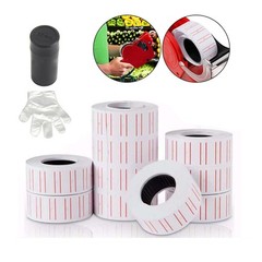 10 Roll Red line Price Tag Gun Sticker 6000 Labels Refill Ink Roller For MX-5500