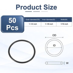 50 x AS-024 Nitrile O-rings 90 Durometer 1-1/8″ ID 1-1/4″ OD 1/16″ Width