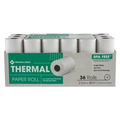 3 Pack Member’s Mark Thermal Receipt Paper Rolls, 2 1/4″ X 85′, 36 Rolls
