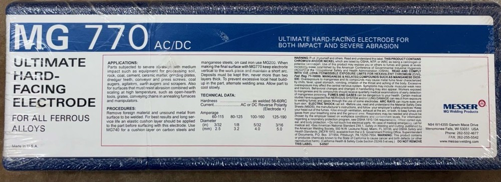 10# MG Welding Rod 770 1/8″ ULTIMATE Hardfacing Hardface electrode 60RC USA