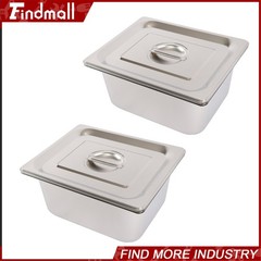 Findmall 2 Pack Hotel Pans 1/2 Size 6″ Deep Stainless Steel Steam Table with Lid