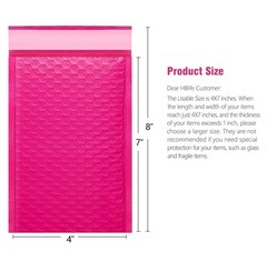 HBlife 50Pcs Bubble Mailers, 4×8 Inches Self Seal Hot Pink Poly Mailers, Padded