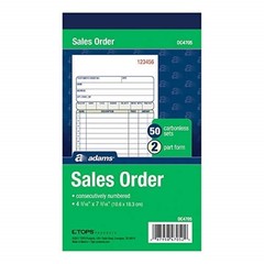 Adams Sales Order Book, 2-Part Carbonless, 50 Sets, 4-3/16 x 7-3/16