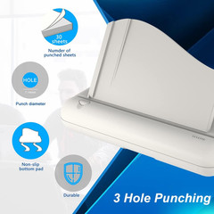Electric 3 Hole Paper Punch, Heavy Duty Commercial Hole Puncher with Adapter fo