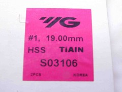 2pcs NEW YG SERIES #1 19.00mm O.D. S03106 TiAIN COATED HSS SPADE DRILL INSERTS