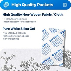 30 Gram Pack of 10 Dry&Dry Silica Gel Packets Desiccant 30 Gram, White
