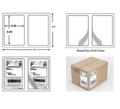 400 Shipping Labels 8.5×5.5 Rounded Corner Self Adhesive 2 Per Sheet