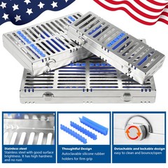 DENTAL AUTOCLAVE STERILIZATION CASSETTE RACK BOX FOR 5 10 20 INSTRUMENT-BLUE