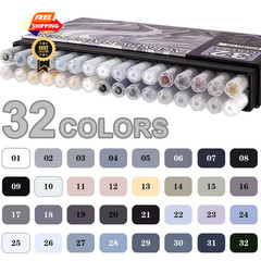 NICETY 32 Colors Acrylic Paint Markers, Pens 1 Count (Pack of 32), Grey