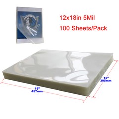 12x18in Large Size PVC Photo Thermal Laminating Pouch Film 5Mil 100 Sheets/Pack