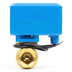 U. S. Solid Motorized Ball Valve w/ 2 Signal Lights 1/2in Brass NC Blue Casing