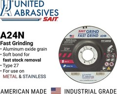 United Abrasives-SAIT 20081 A24N Fast Grinding Wheel 7″ x 1/4″ x 7/8″ Type 27, 2