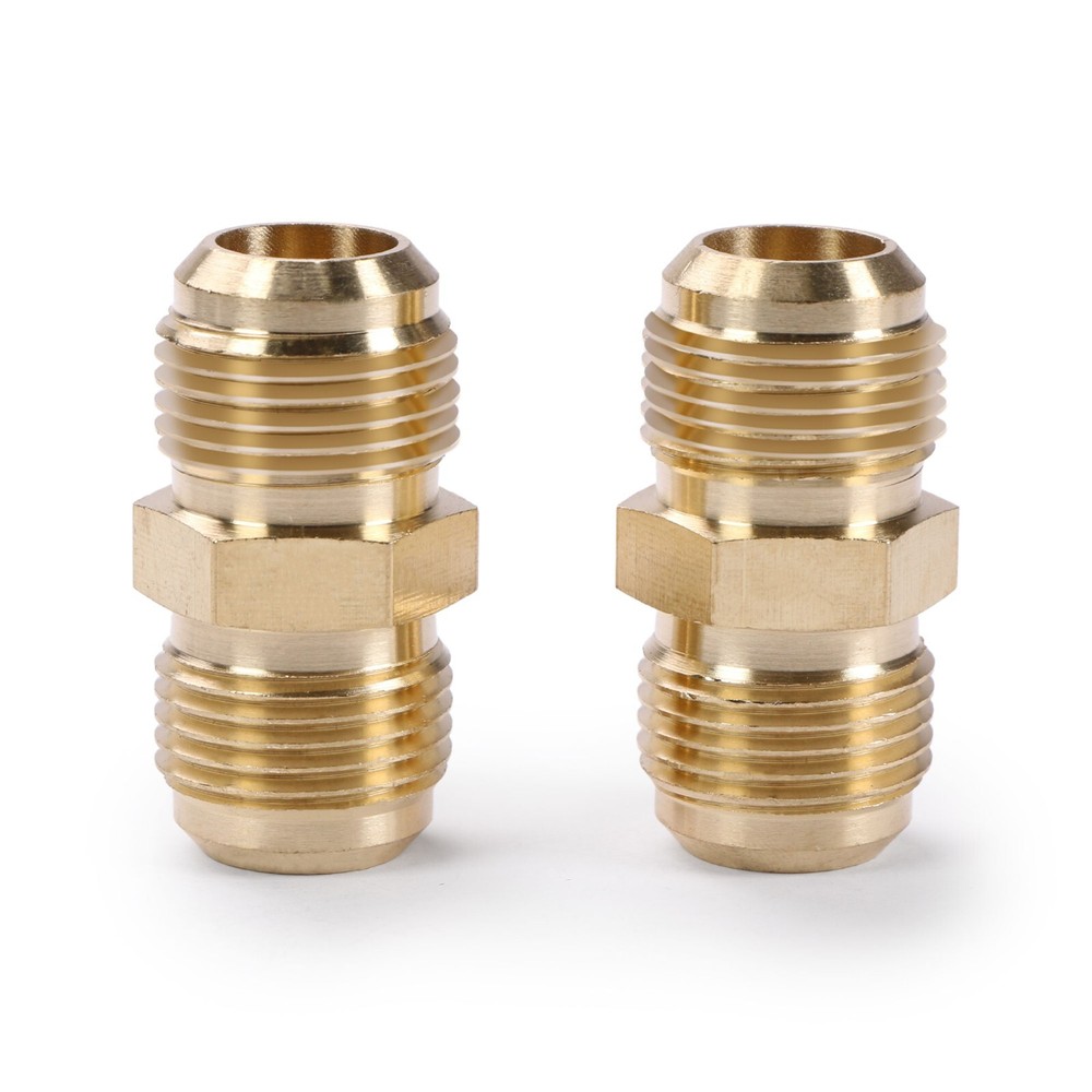 U.S. Solid 2pcs Brass Pipe Fitting Male Tube Coupler, 5/8″ Flare x 5/8″ Flare