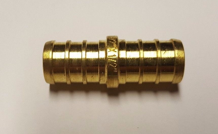 100 Pcs. 1/2″ Pex Coupling – Lead Free Brass Crimp Coupling 23-3-4=100