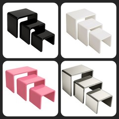 T’z Tagz Acrylic Risers – 3pc Set (3″, 4″, 5″) Colorful Tiered Display Stands