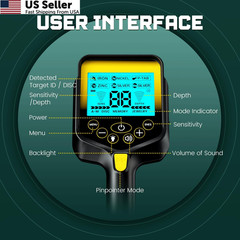 Metal Detector for Adults Waterproof – 2000mAh Chargeable Professional BLACK