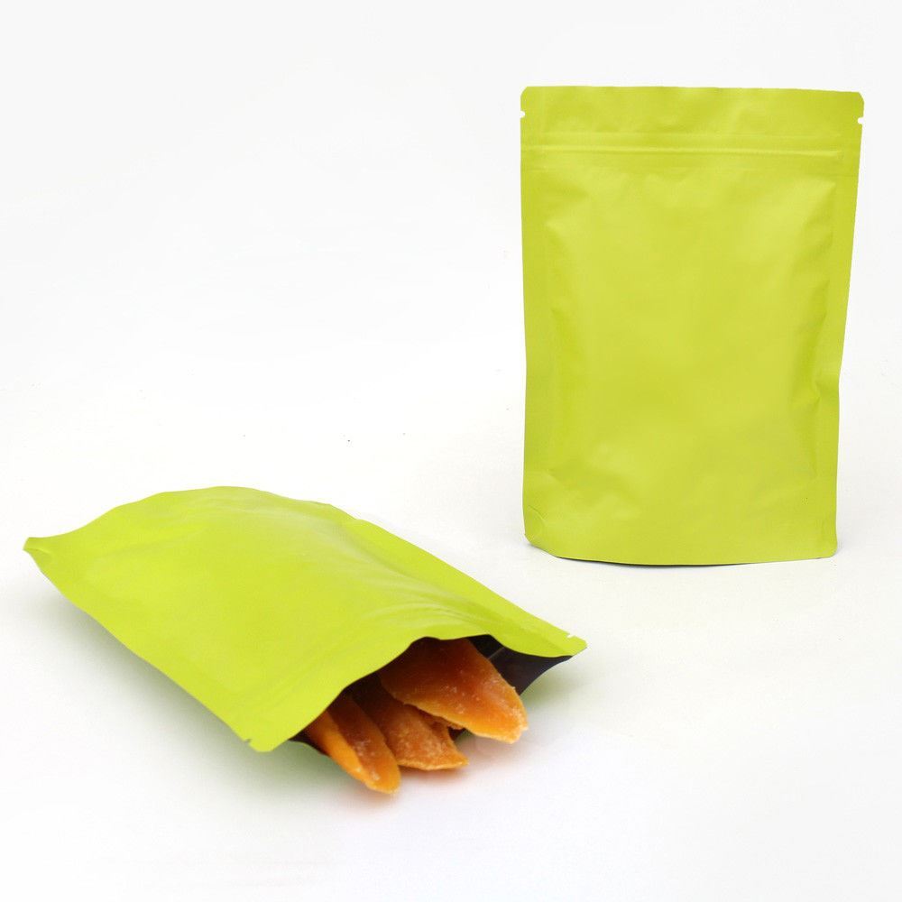 5x7in Double Sided Green Matte Foil Mylar Stand up Zip Lock Bag w/ Desiccant G02