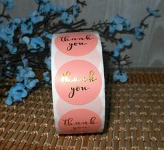 1000 ~ 1″ PINK & GOLD THANK YOU For Supporting My SMALL BUSINESS SEALS /LABELS