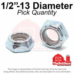 1/2″-13 Grade A Nylon Insert Hex Jam Lock Nuts Zinc Coarse Nylok (Pick Quantity)