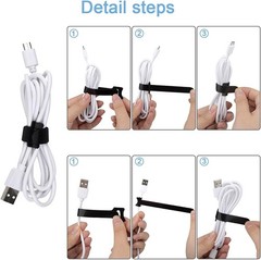 6 Inch Hook and Loop Cable Ties – 60 Count for Simple Cord Management