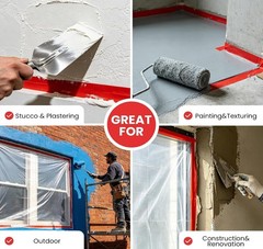 Stucco Tape 2 Inch x 60 Yards 3 Rolls UV Resistant Outdoor Masking Tape Red