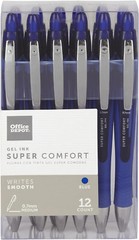 Office Depot Super Comfort Smooth Gel Ink Pen, 0.7mm Medium, Blue, 12 Count