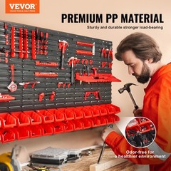 VEVOR Wall Mounted Storage Bins Small Parts Organizer Garage Tool Rack 30 Bins