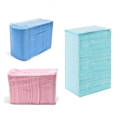 1 Pack 500pcs Dental Bib 3ply (2 paper + 1 poly) blue color