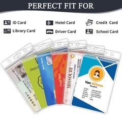 6 Pack Vertical ID Badge Holder Clear Plastic Waterproof Name Tag Card Sleeve