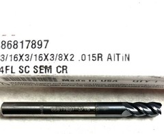 Accupro 86817897 3/16″ 4FL Corner Radius End Mill .015R Solid Carbide AlTiN NEW
