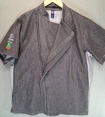 Chef Coat Reprime RP906 Unisex L Hidden Zip Short Sleeve Double Pen Pockets NEW