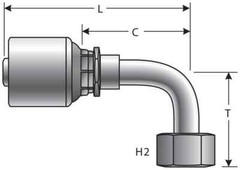 12G-12FJX90L MegaCrimp Coupling Female JIC 37 Flare Swivel – 90 Bent Tube