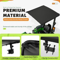 Tractor Canopy Sun Shade Roof Top for Lawn Mower W/2″x2″/2″x3″ ROPS UV Protect