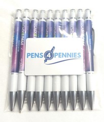10 Executive Misprint Metal Click Pens ARUBA INFINITY ♾️Hub Pen Lot WHITE PURPLE