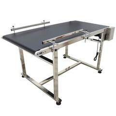 Electric PVC Belt Conveyor 59×31.5” Double Guardrails Speed 5-18m/min 110V New